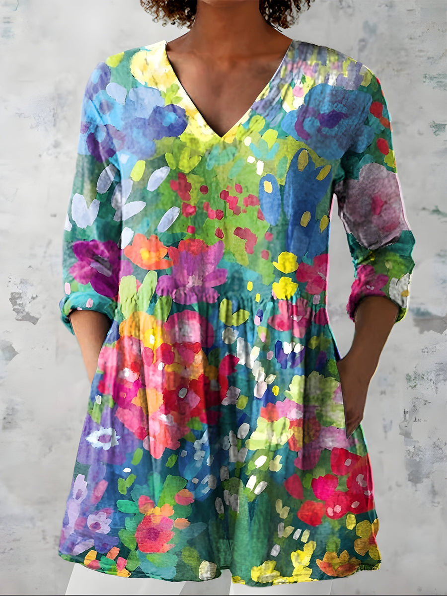 Millie™ | Long Blouse with V-Neck