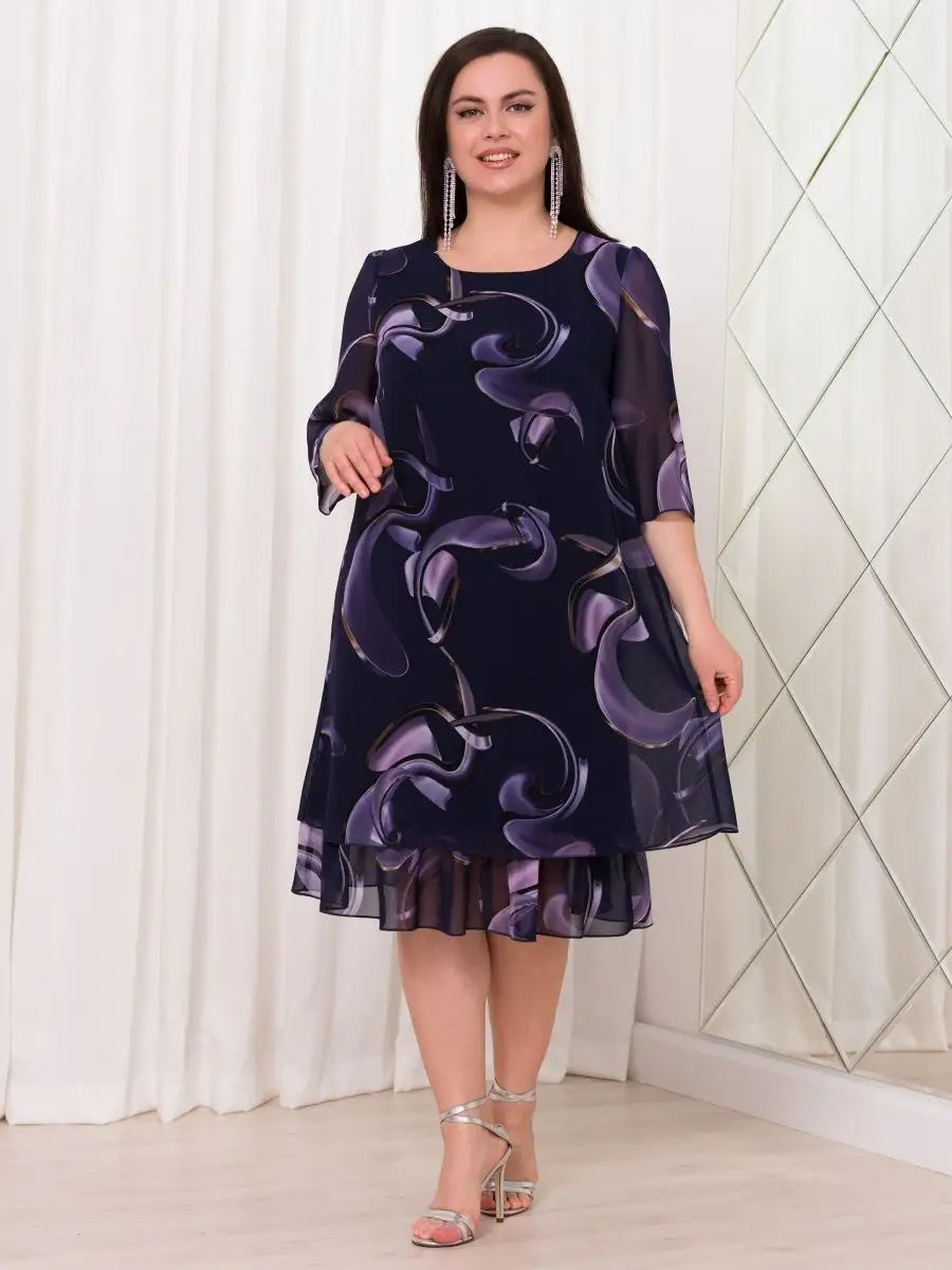 Emma™ | Midnight Swirl Chiffon Dress