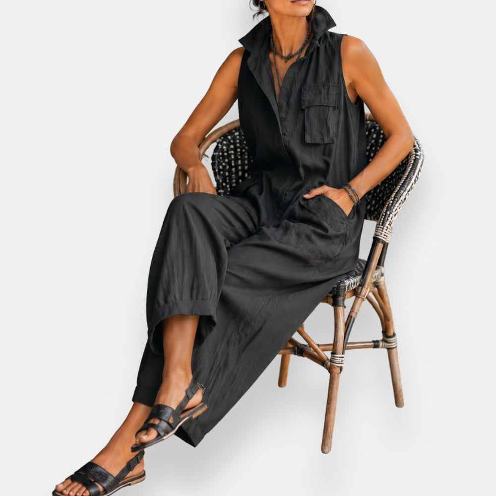 Janet™ | Sleeveless Cargo Jumpsuit