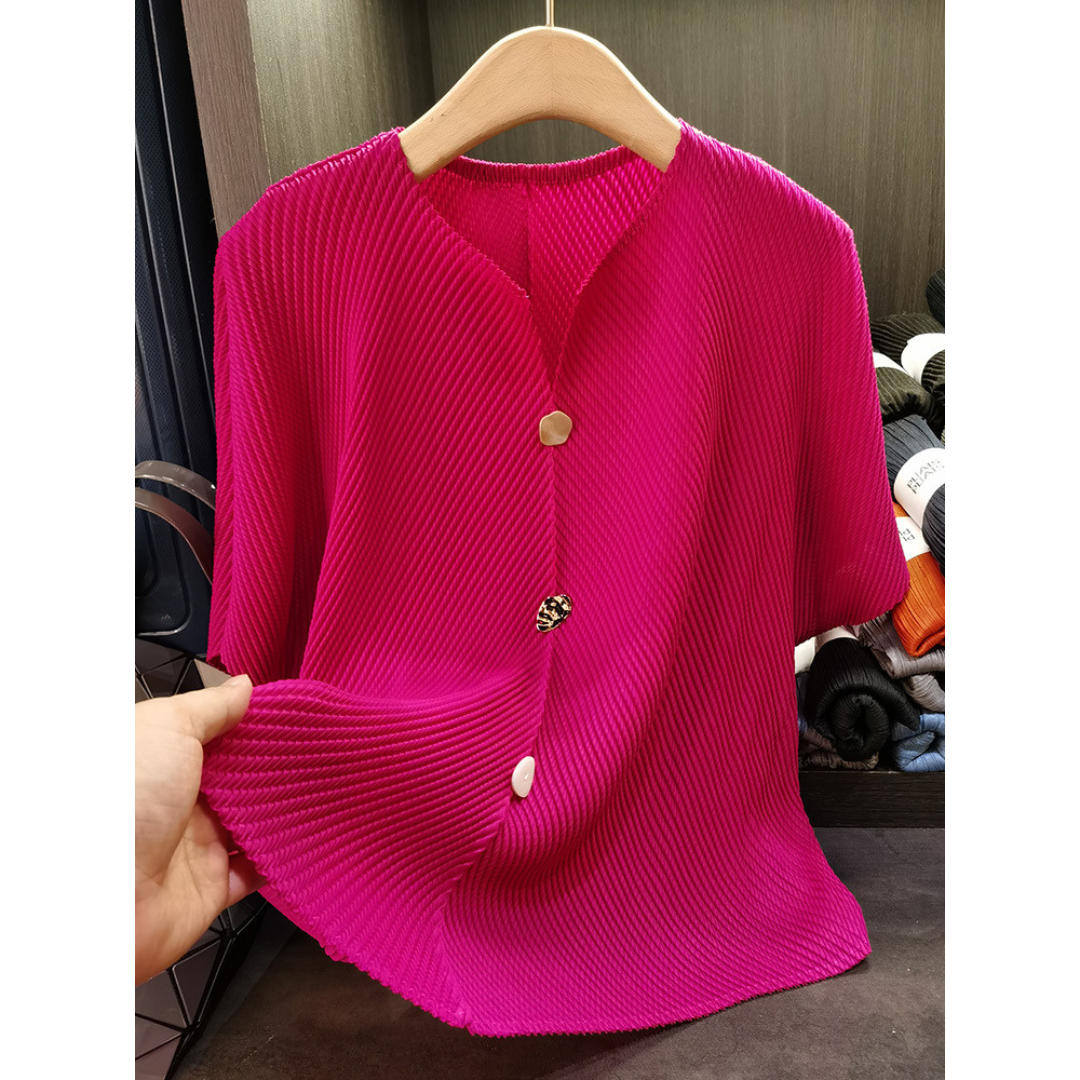 SAVARA™ | – Lightweight Round Neck Cardigan Top