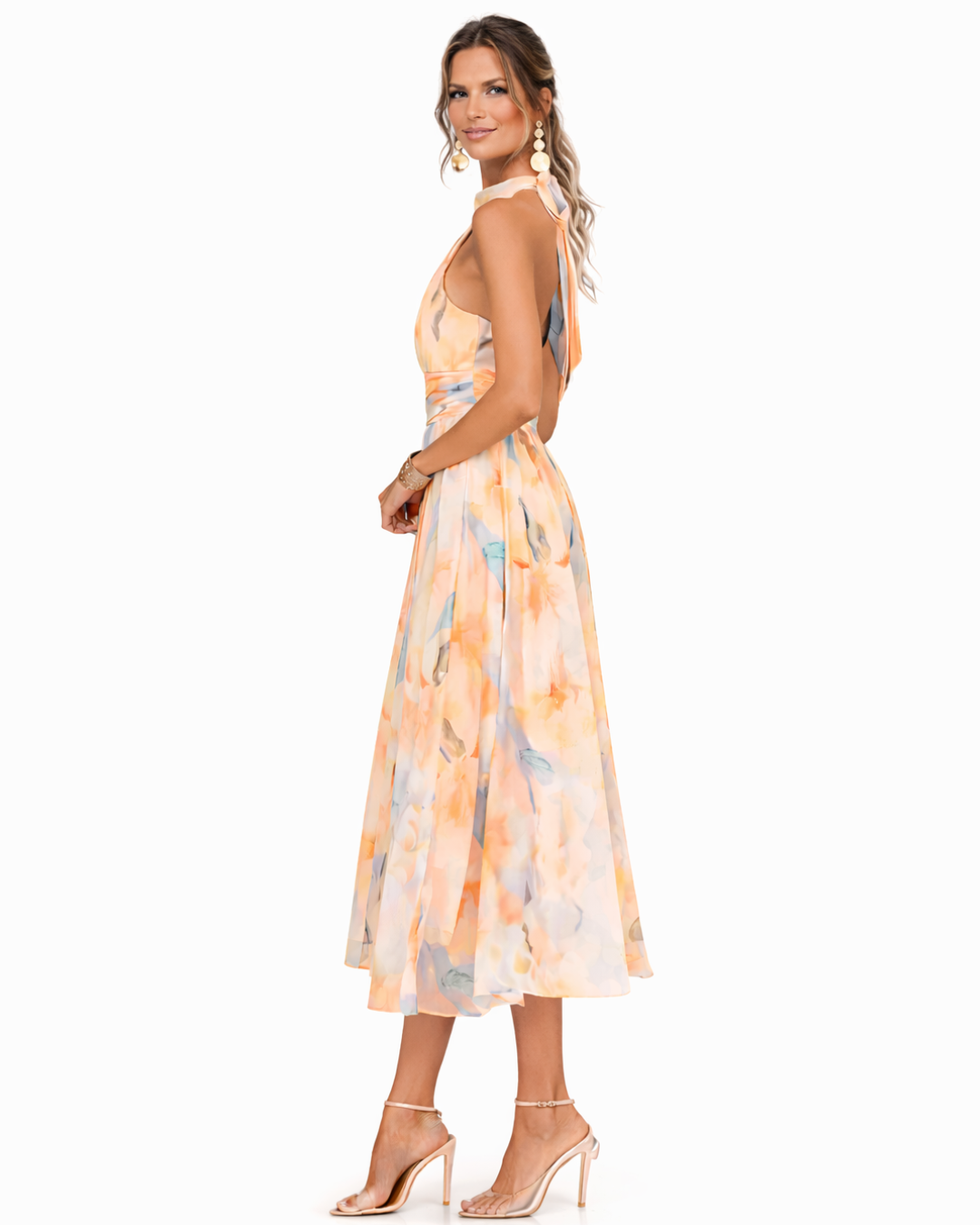 Luciana™ | Watercolor Halter Maxi Dress
