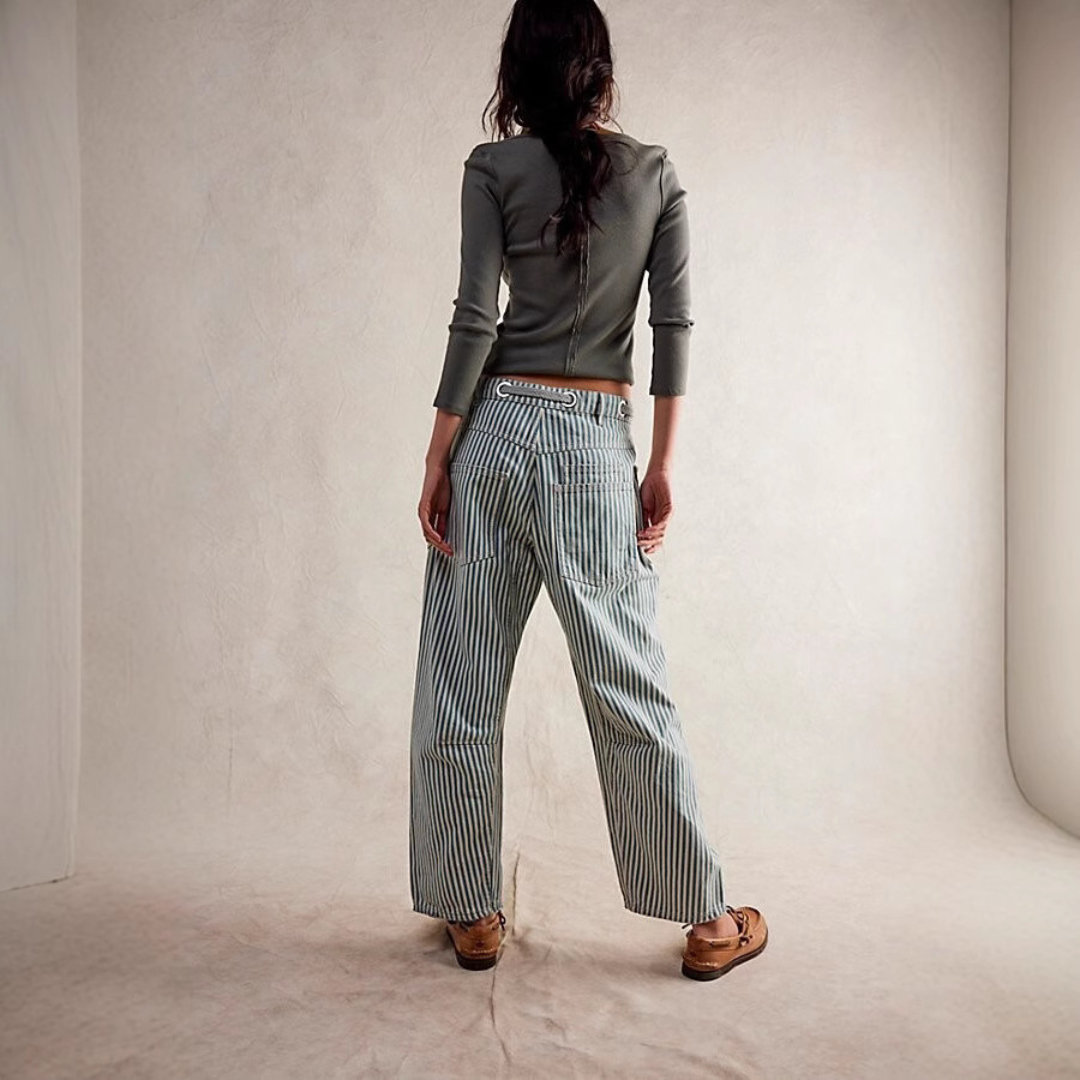 PERLAH™ | – Chic Stripe Drawstring Wide-Leg Pants