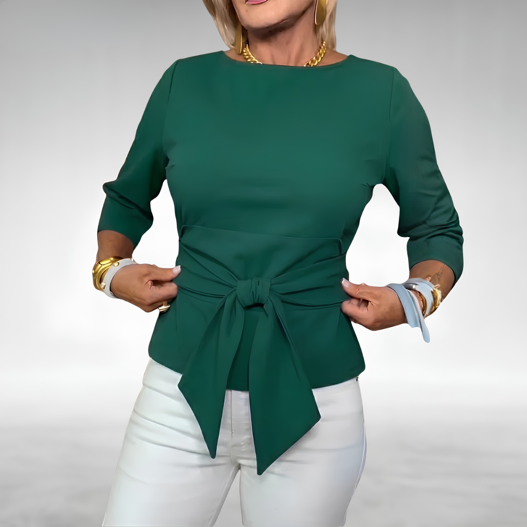 Avril™ | Elegant Tie-Waist Blouse