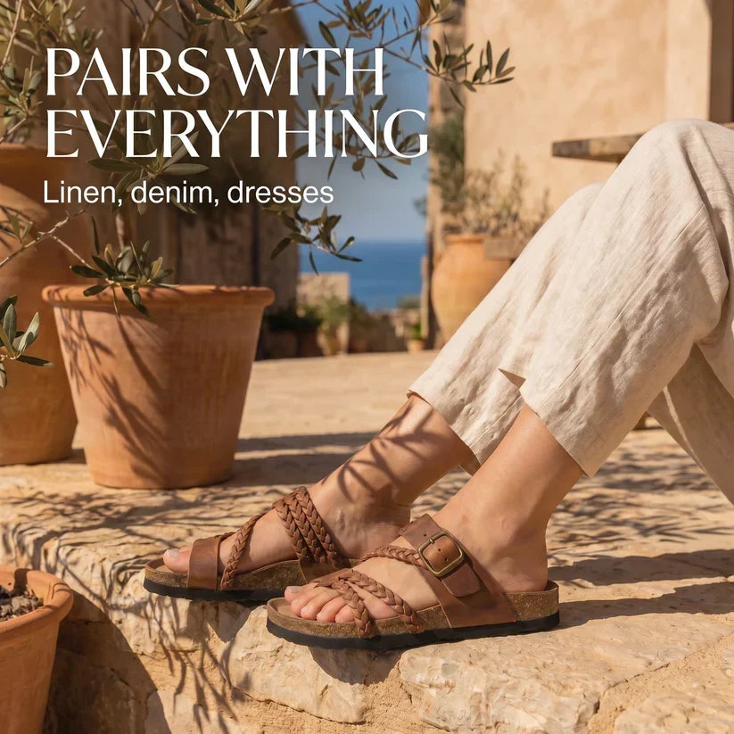 Leah™ | Braided Cork Comfort Sandals