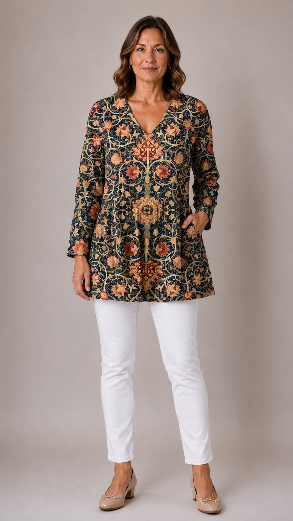 Lilian™ | Long Blouse with V-Neck