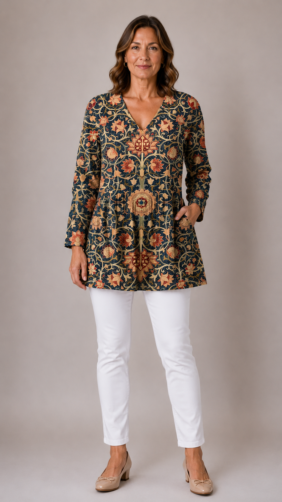 Lilian™ | Long Blouse with V-Neck