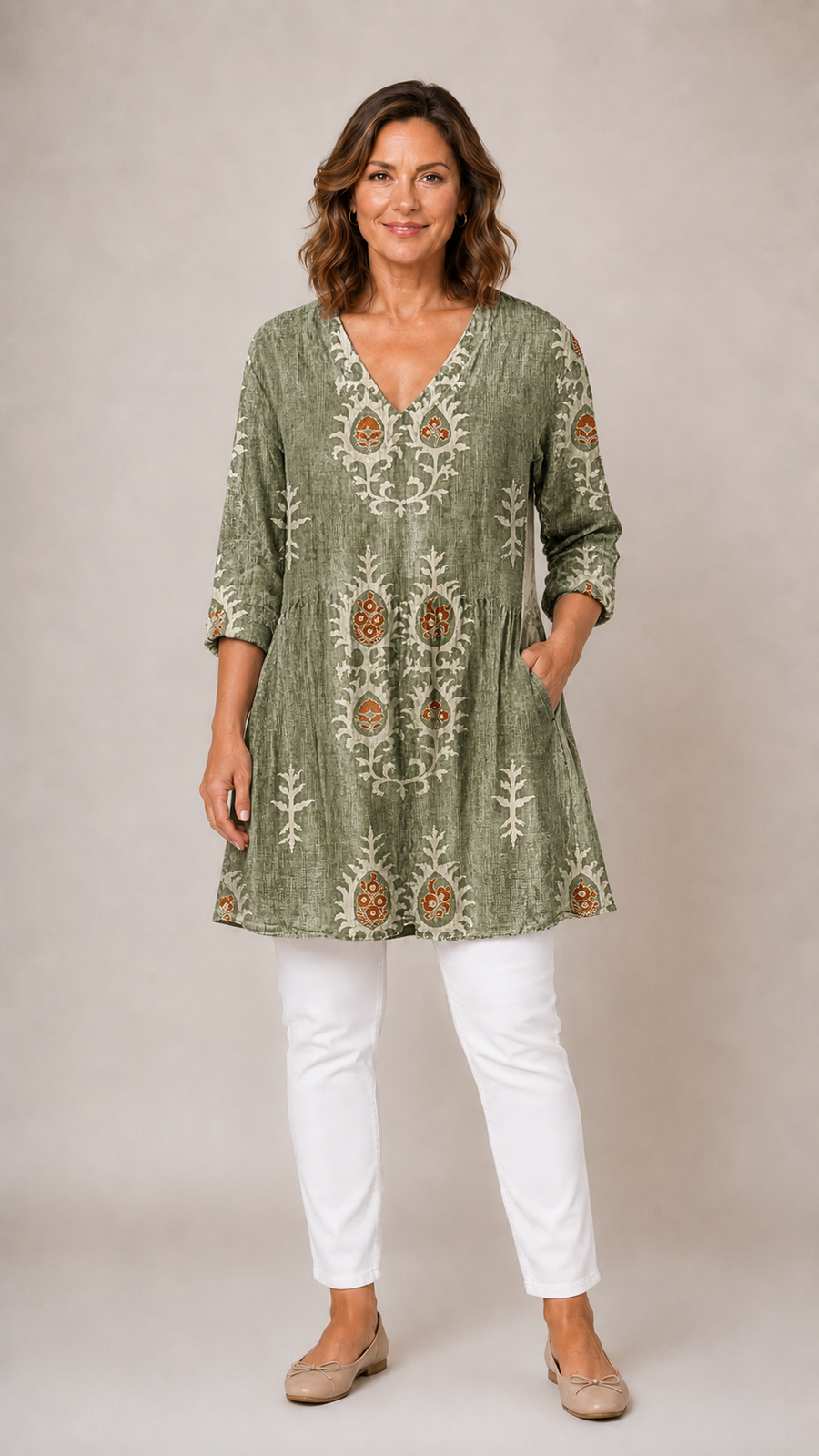 Everly™ | Long Blouse with V-Neck