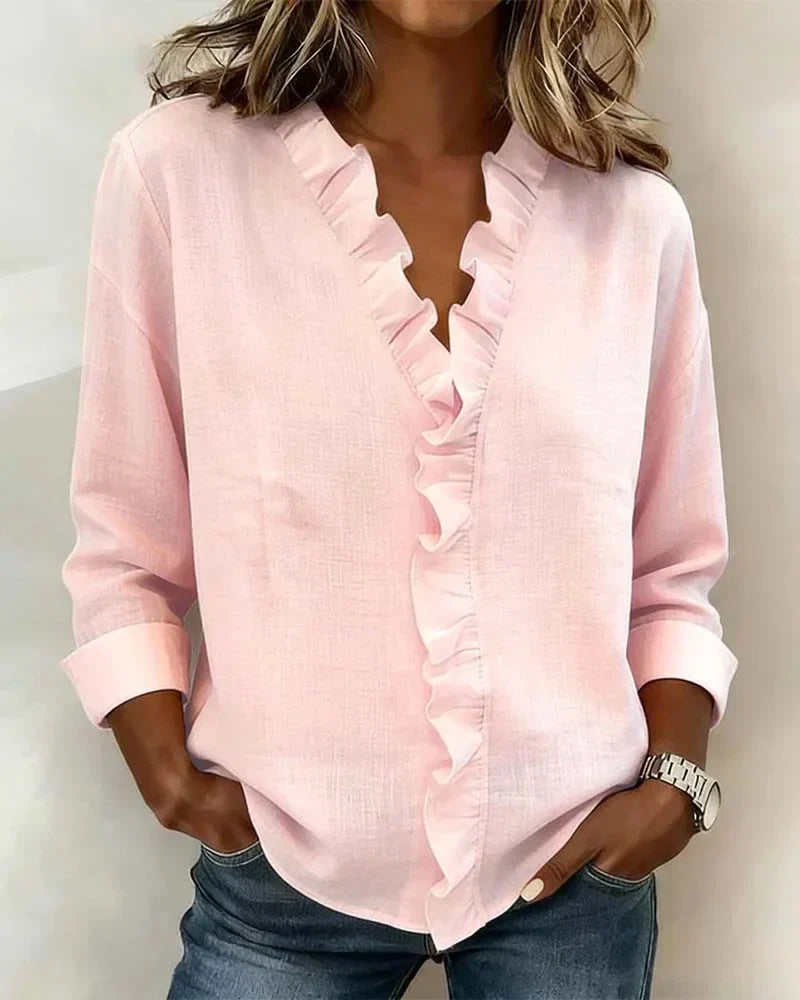 Lottie™ | Ruffle V-Neck Blouse
