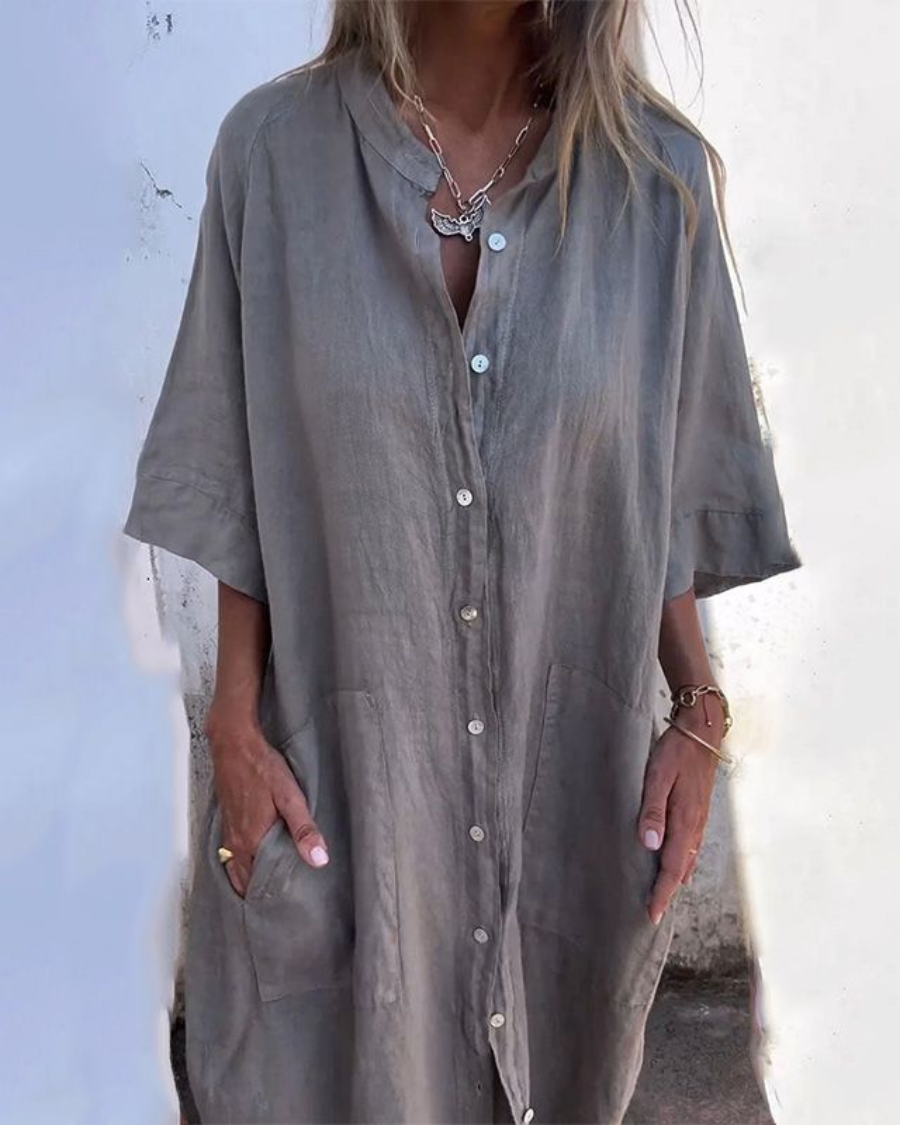 Alondra™ | Cotton Linen Shirt Long Dress