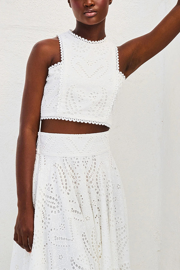 Larissa™ | Embroidered Top & High-Waist Maxi Skirt Set