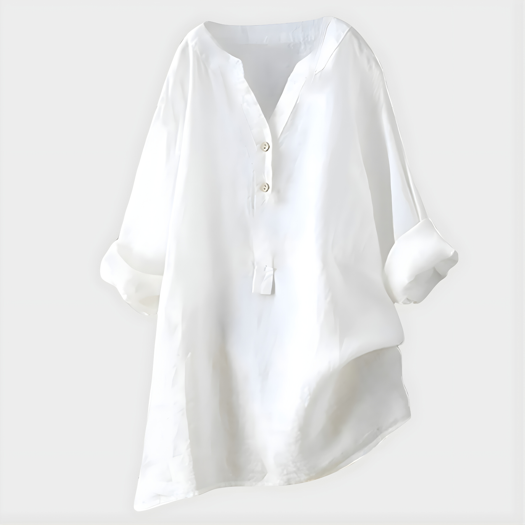 Veronique Elegant Cotton-Linen V-Neck Blouse™