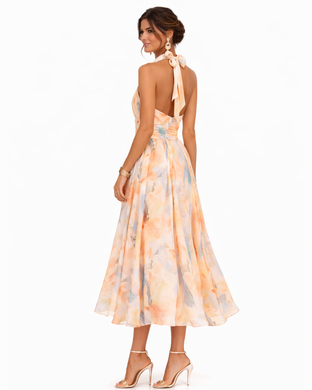 Luciana™ | Watercolor Halter Maxi Dress