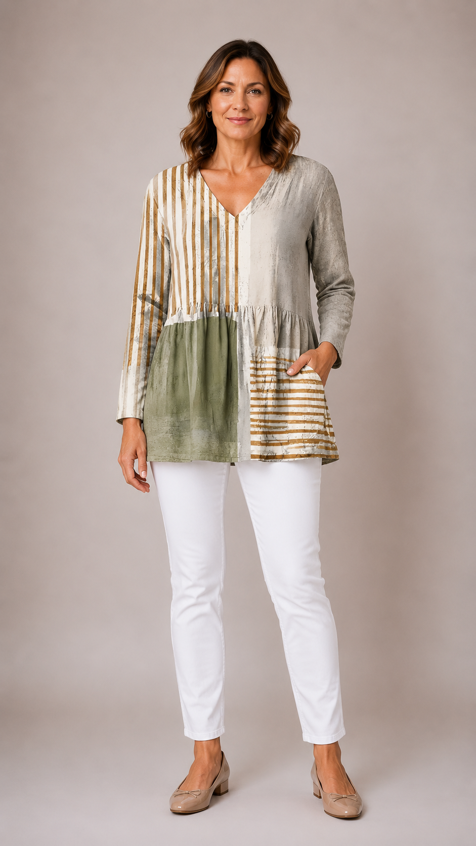 Natalie™ | Long Blouse with V-Neck