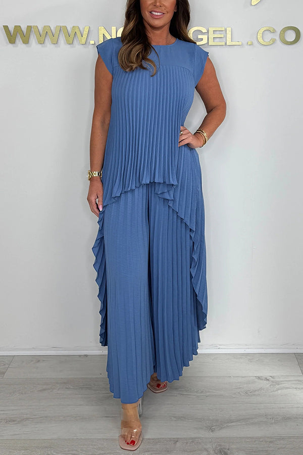Sherry™ | Pleated Midi Top & Wide-Leg Pants Set