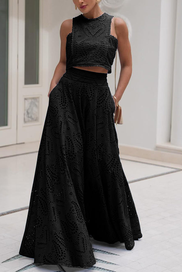 Larissa™ | Embroidered Top & High-Waist Maxi Skirt Set