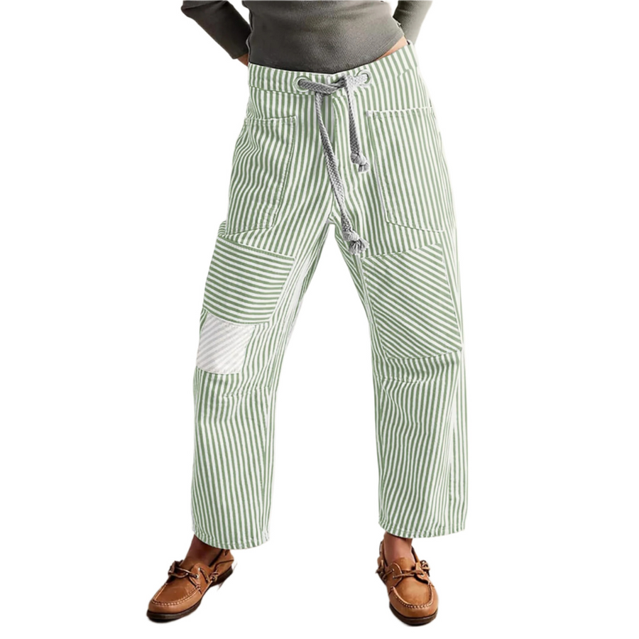 PERLAH™ | – Chic Stripe Drawstring Wide-Leg Pants