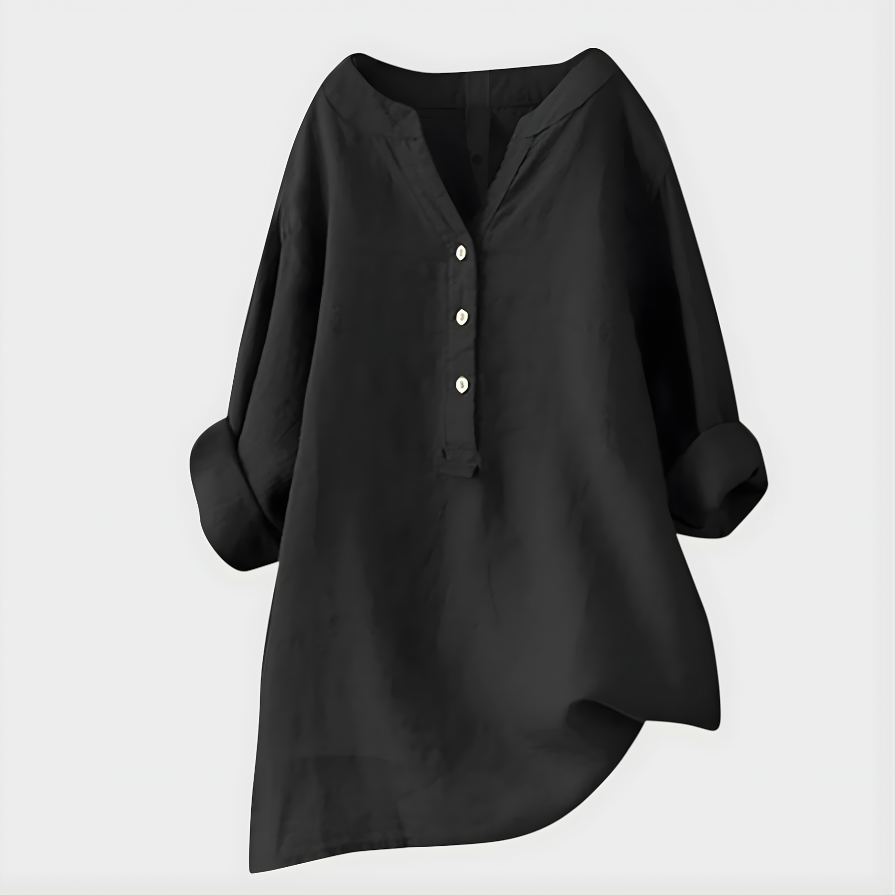 Veronique Elegant Cotton-Linen V-Neck Blouse™
