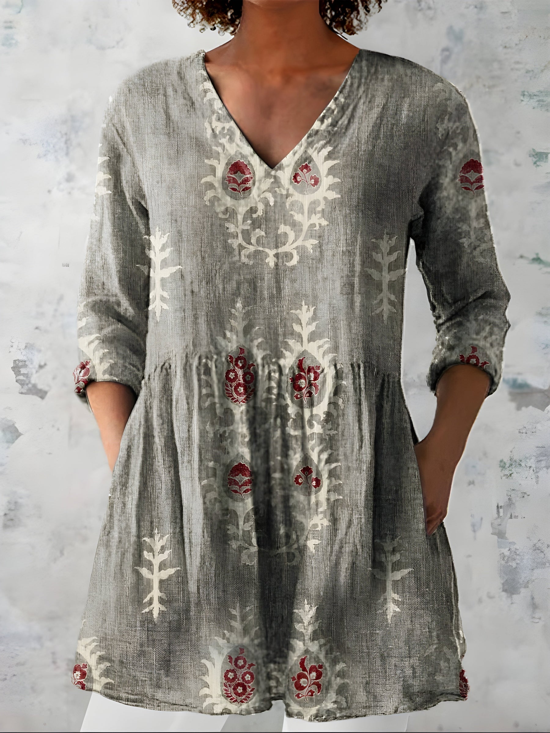 Everly™ | Long Blouse with V-Neck