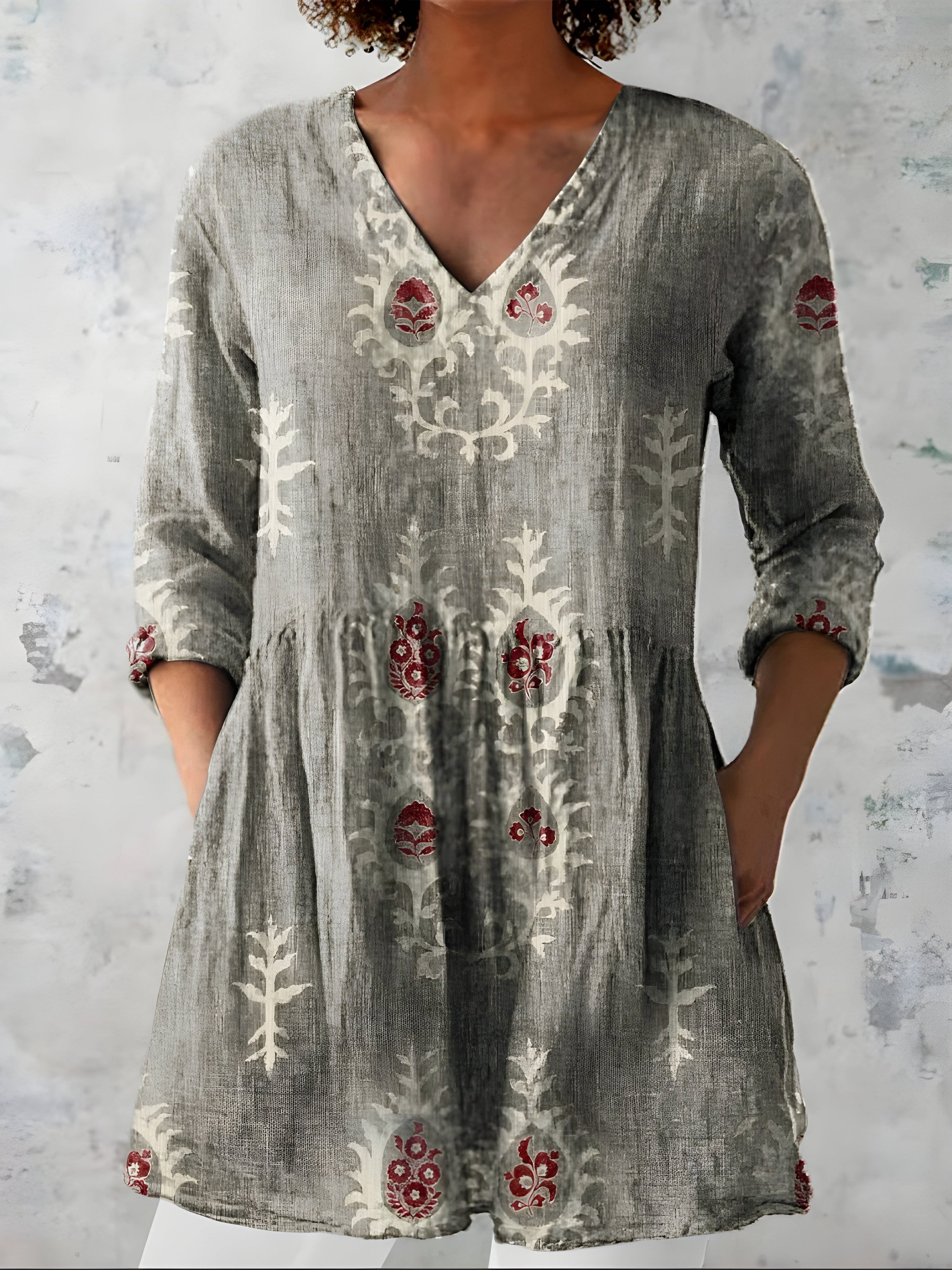 Everly™ | Long Blouse with V-Neck