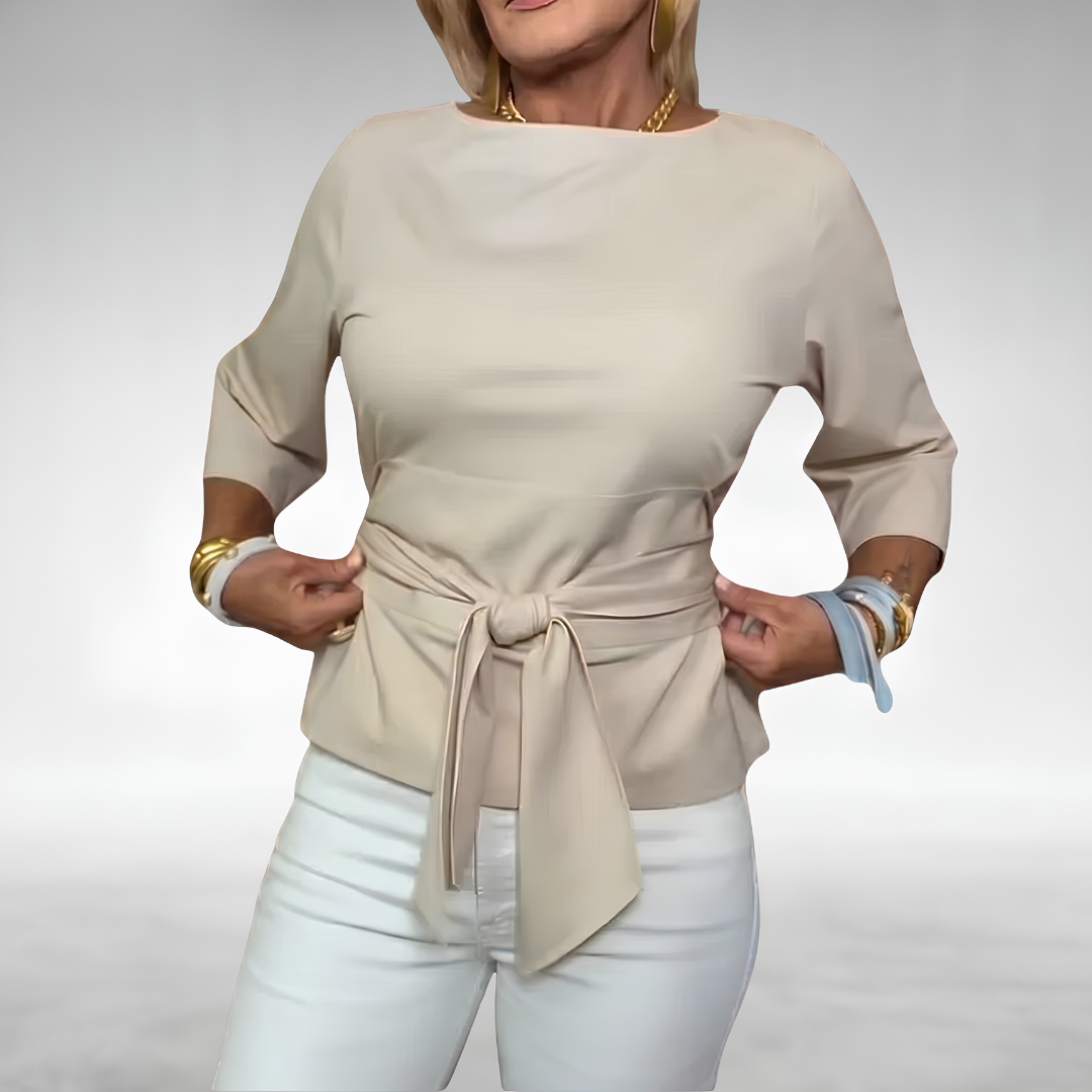 Avril™ | Elegant Tie-Waist Blouse