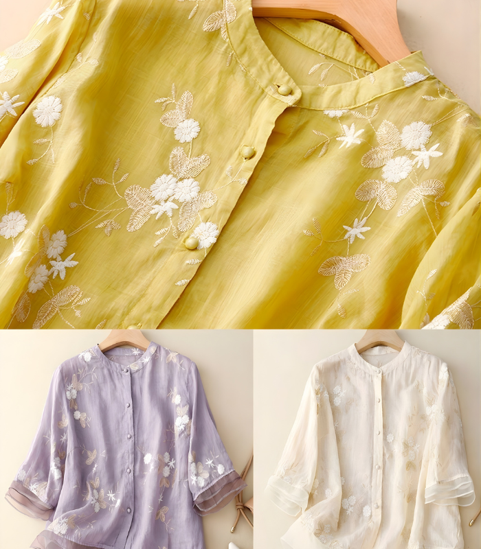 Clarice™ | Embroidered Cotton Blouse