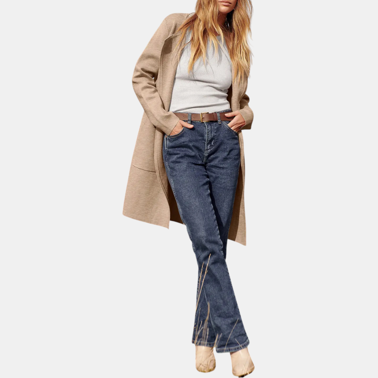 Women's Suit Collar Open Front Longline Knit Cardigan™