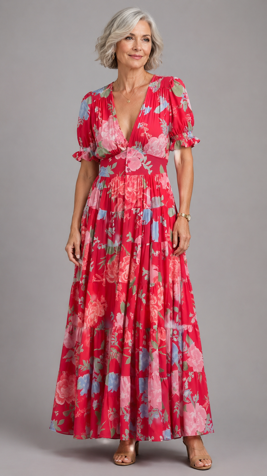 Alessia™ | Elegant Floral V-Neck Dress