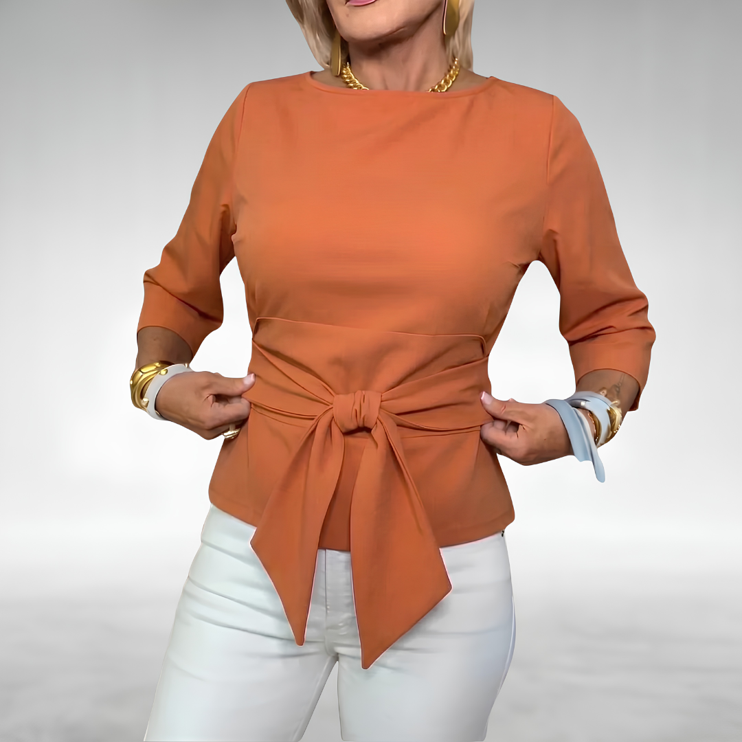 Avril™ | Elegant Tie-Waist Blouse