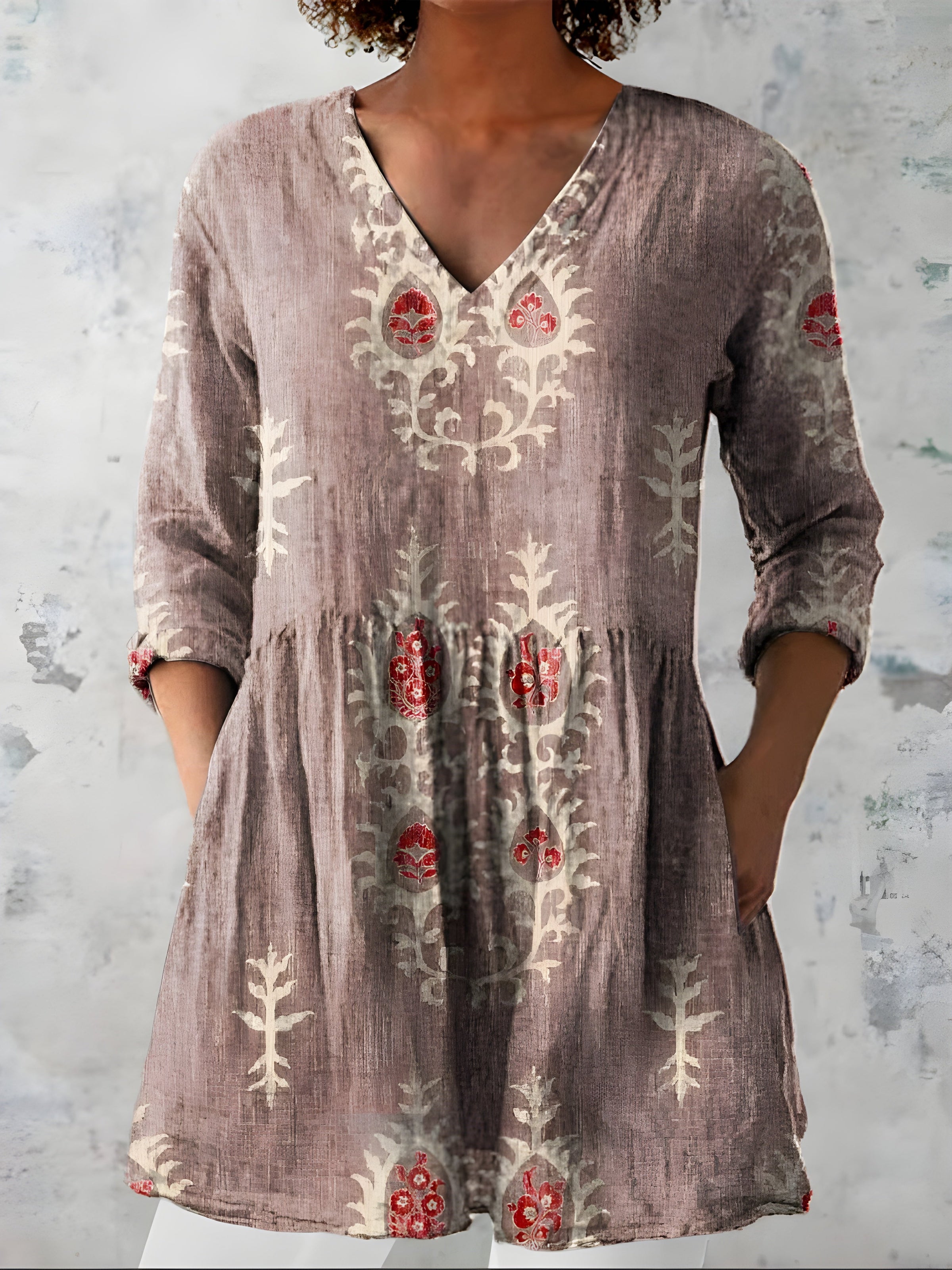 Everly™ | Long Blouse with V-Neck