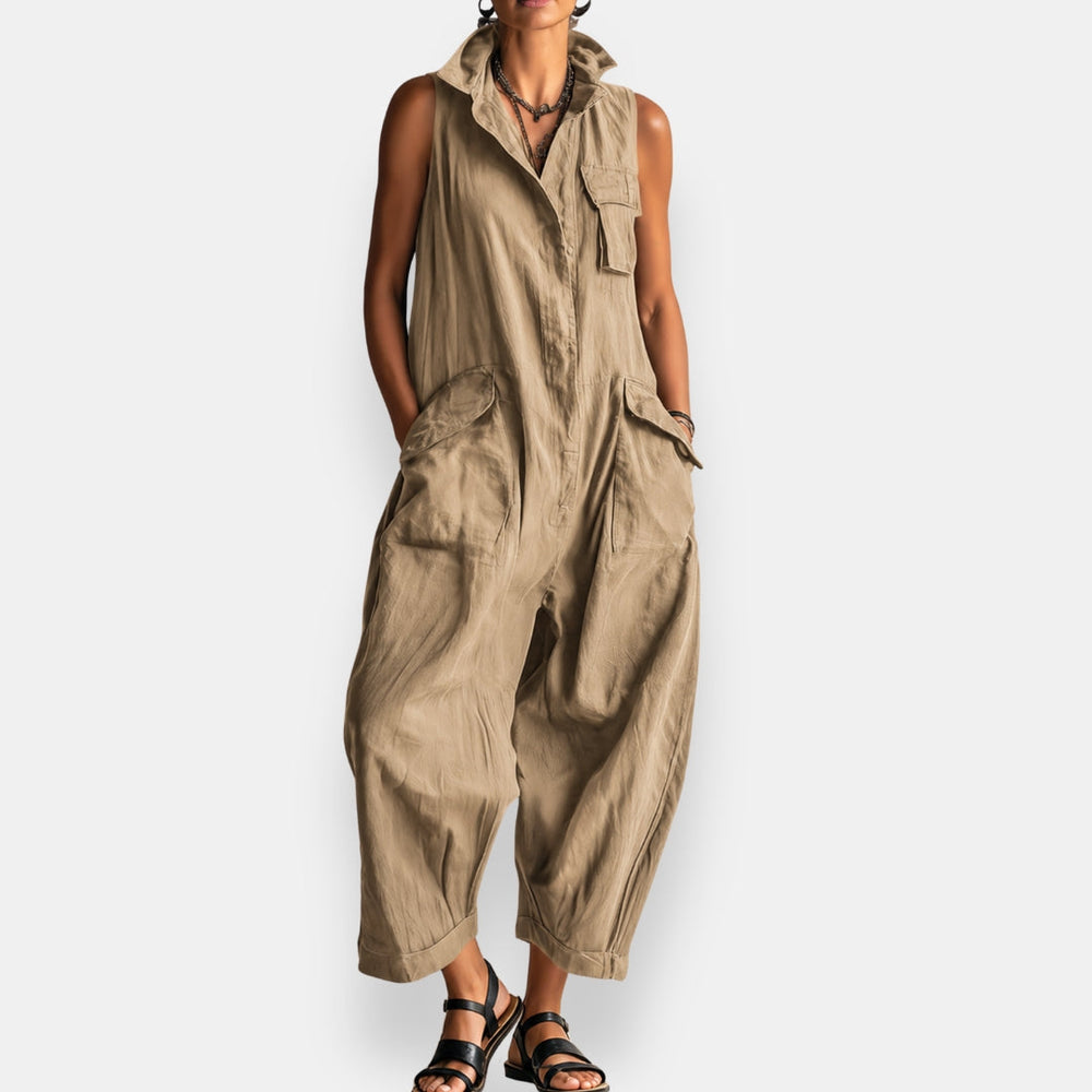 Janet™ | Sleeveless Cargo Jumpsuit