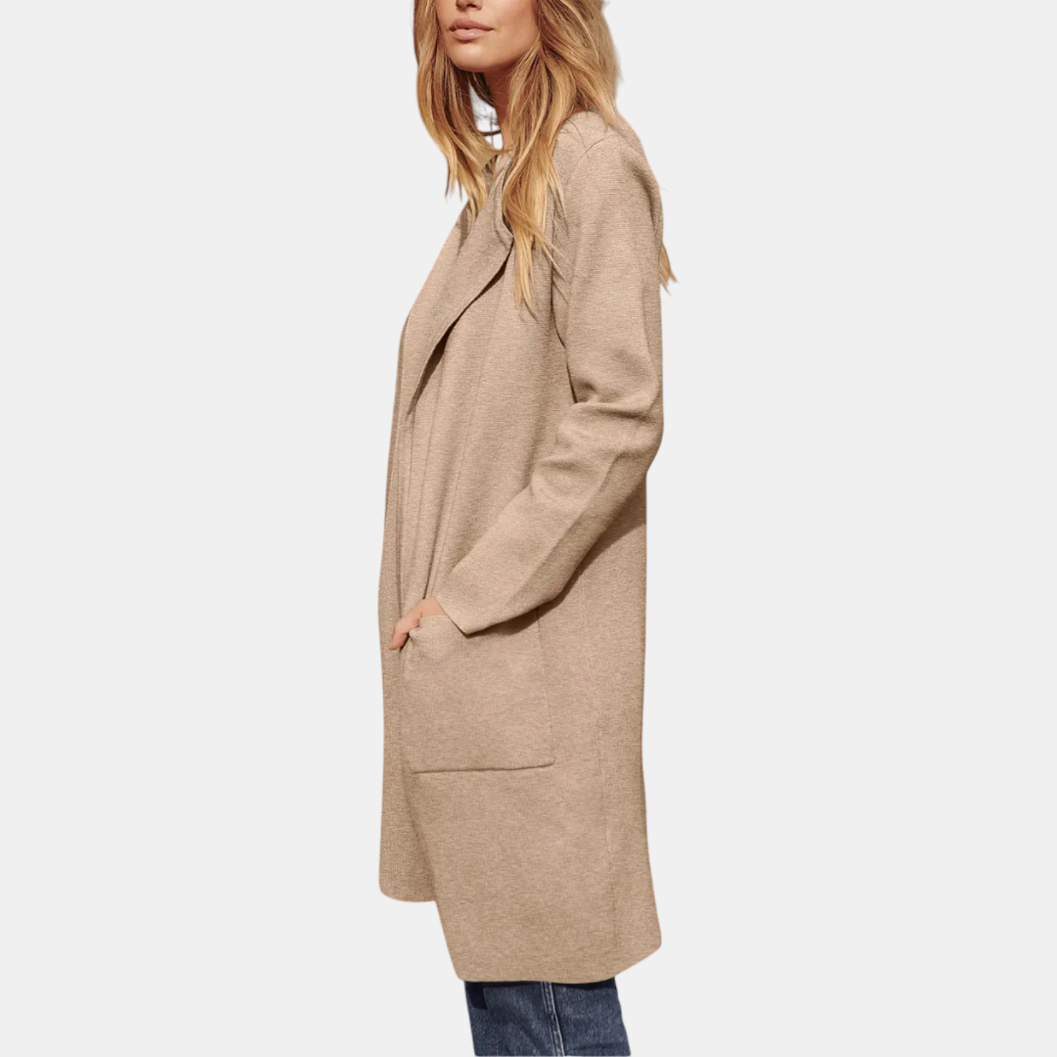 Women's Suit Collar Open Front Longline Knit Cardigan™