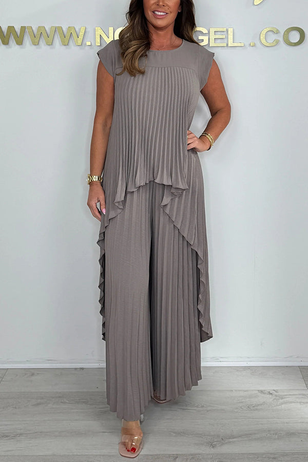Sherry™ | Pleated Midi Top & Wide-Leg Pants Set
