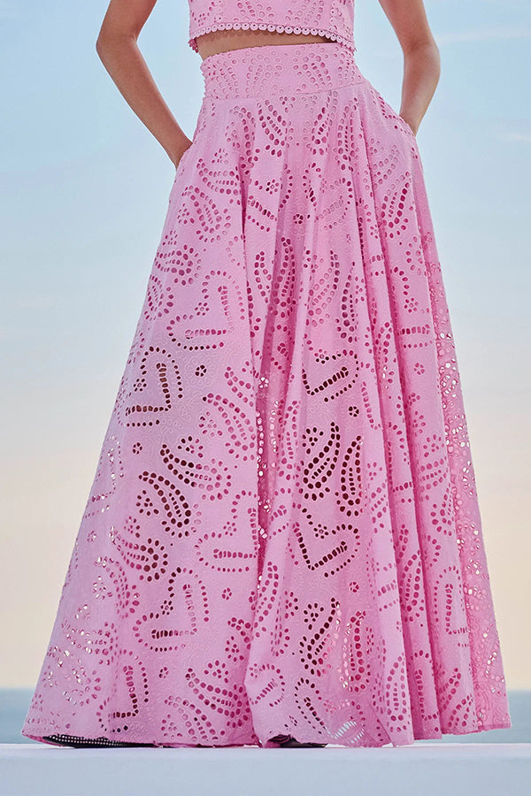 Larissa™ | Embroidered Top & High-Waist Maxi Skirt Set