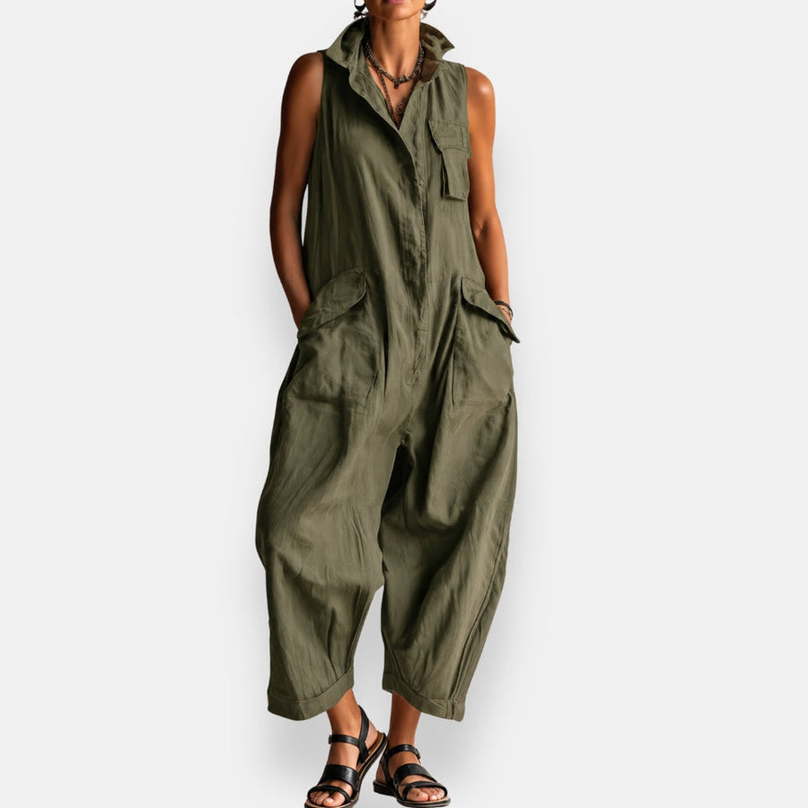 Janet™ | Sleeveless Cargo Jumpsuit
