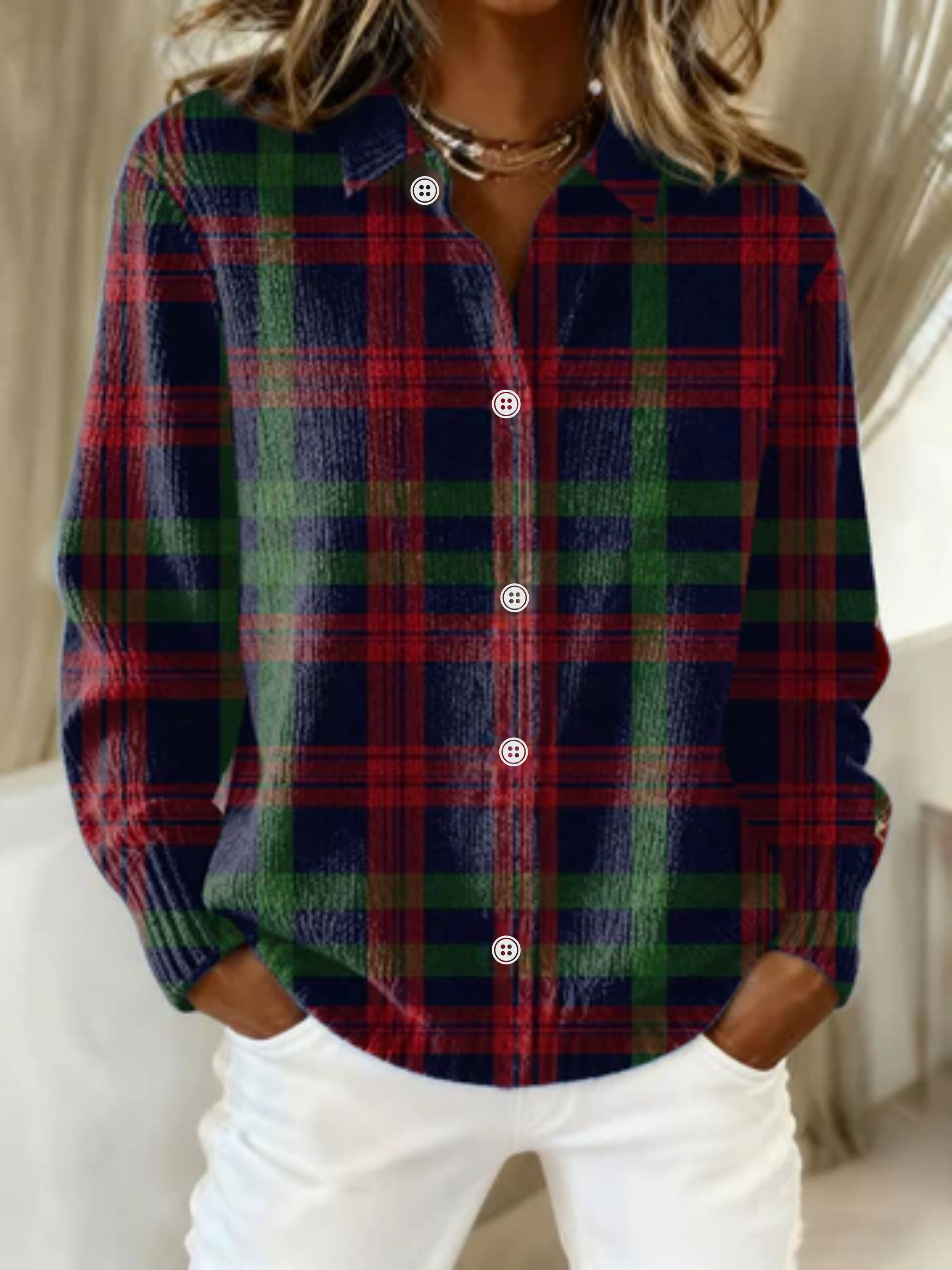 Jessie™ | – Checked Hoodie Blouse