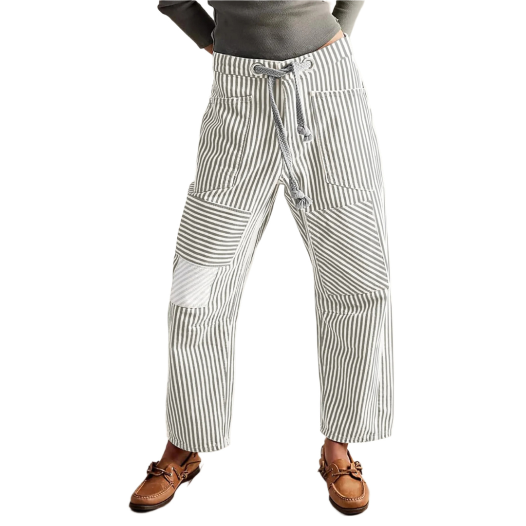 PERLAH™ | – Chic Stripe Drawstring Wide-Leg Pants