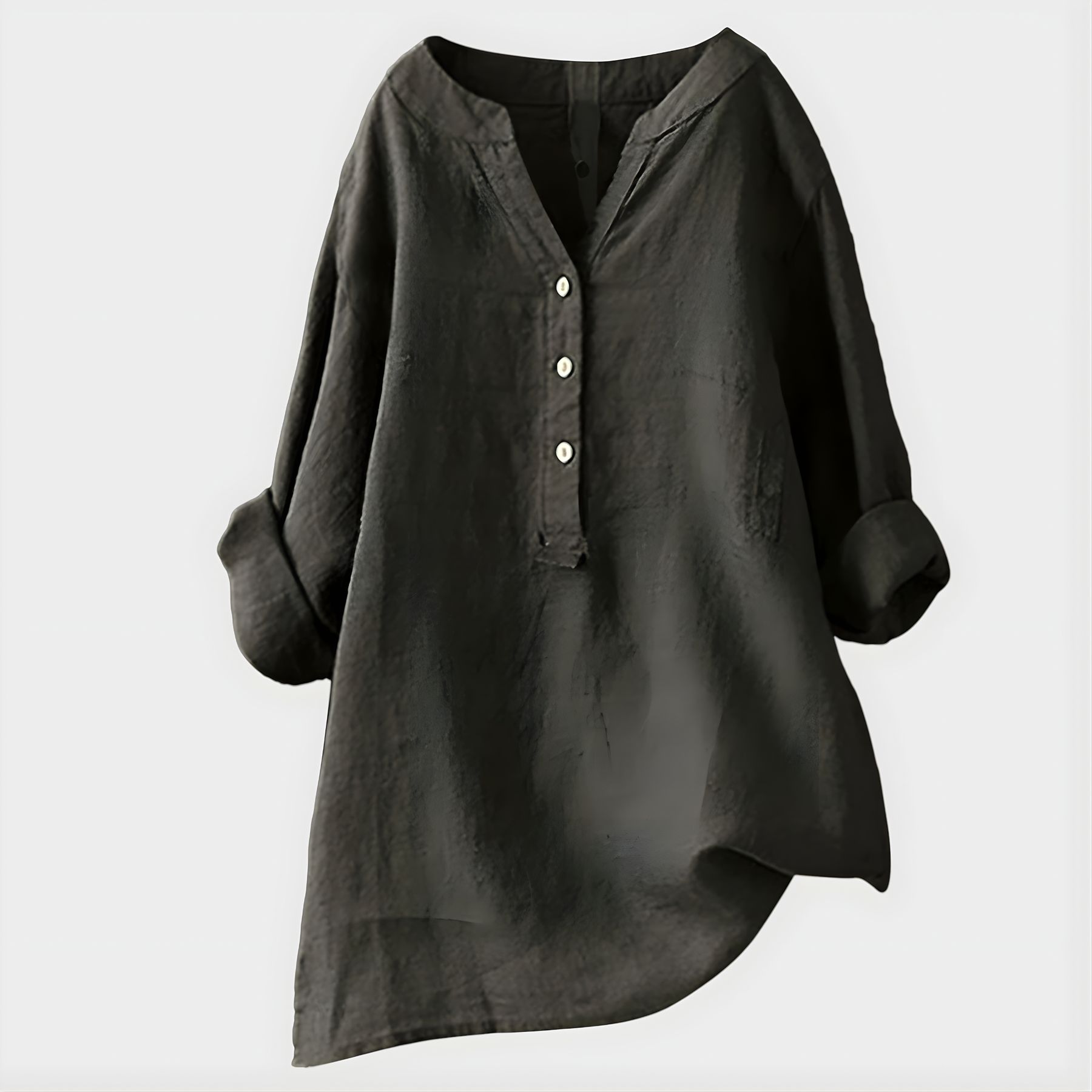 Veronique™ | Elegant Cotton-Linen V-Neck Blouse