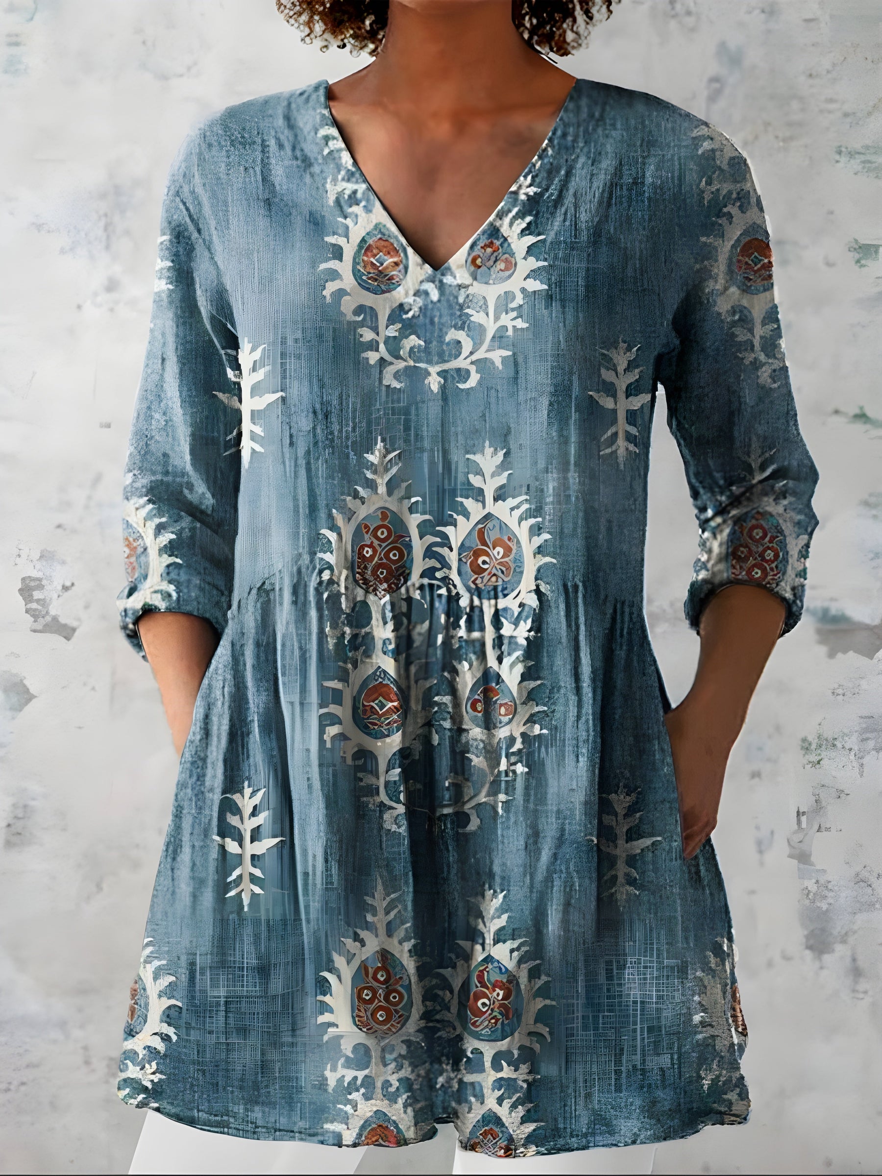 Everly™ | Long Blouse with V-Neck