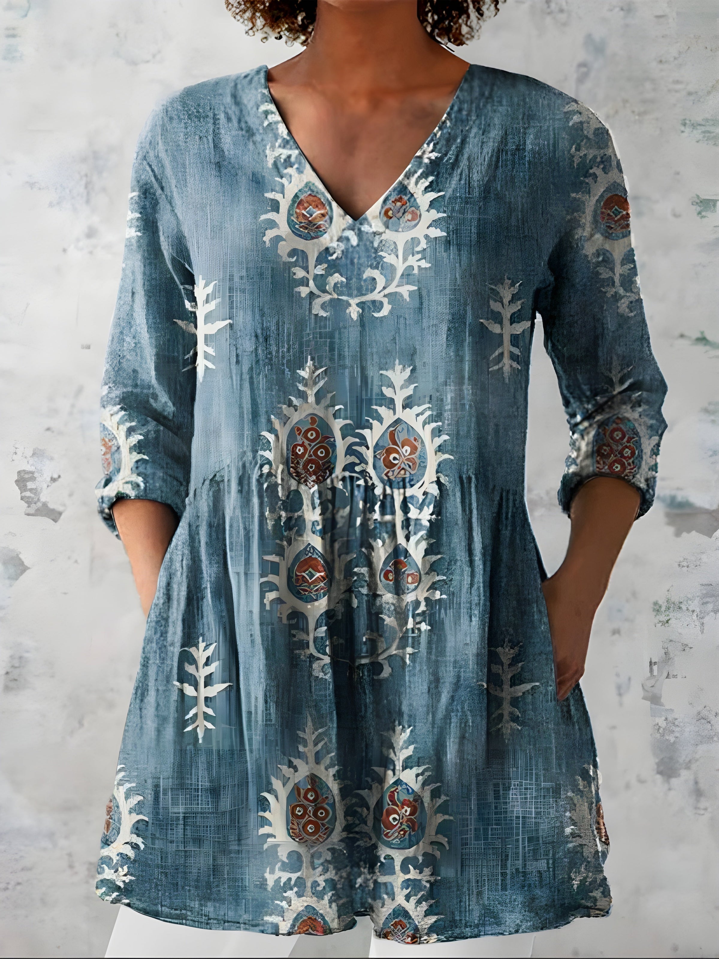 Everly™ | Long Blouse with V-Neck