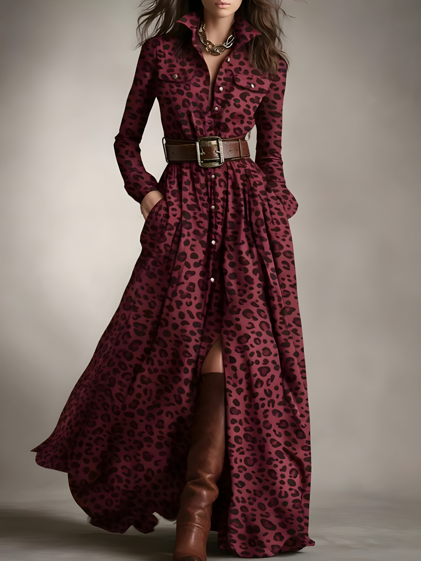 Elara™ | Plaid Button-Front Maxi Dress
