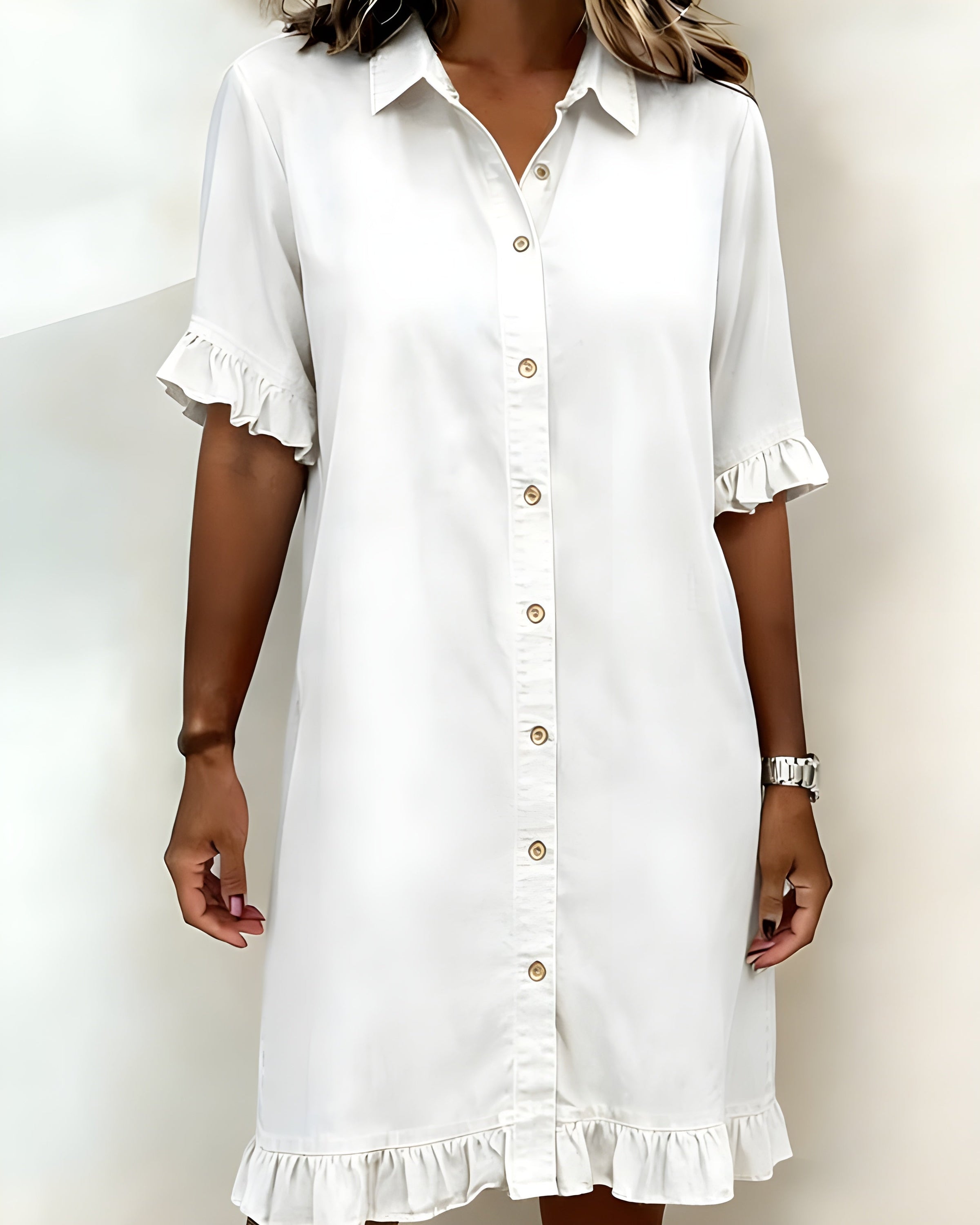 Katie™ | Effortlessly Flattering Ruched Denim Dress