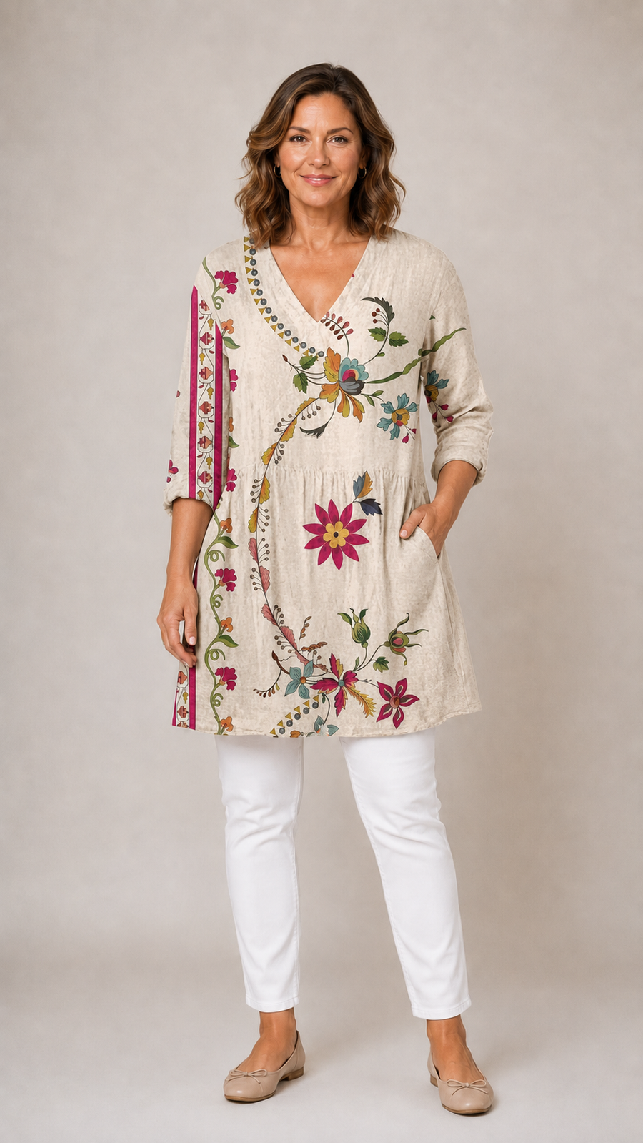 Lottie™ | Long Blouse with V-Neck