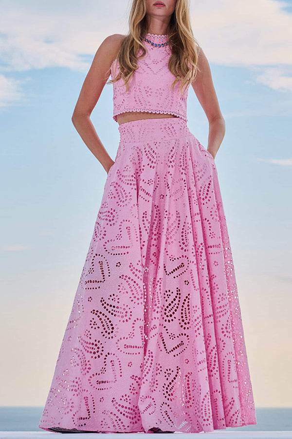 Larissa™ | Embroidered Top & High-Waist Maxi Skirt Set