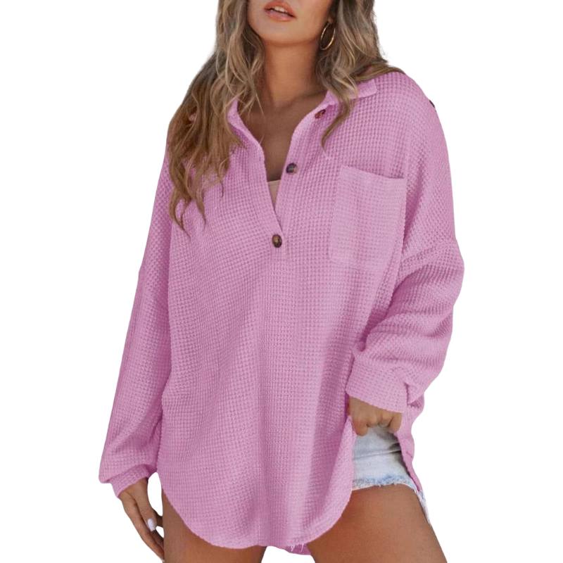 Nova™ | Casual Lightweight Button V Neck Tunic Blouse
