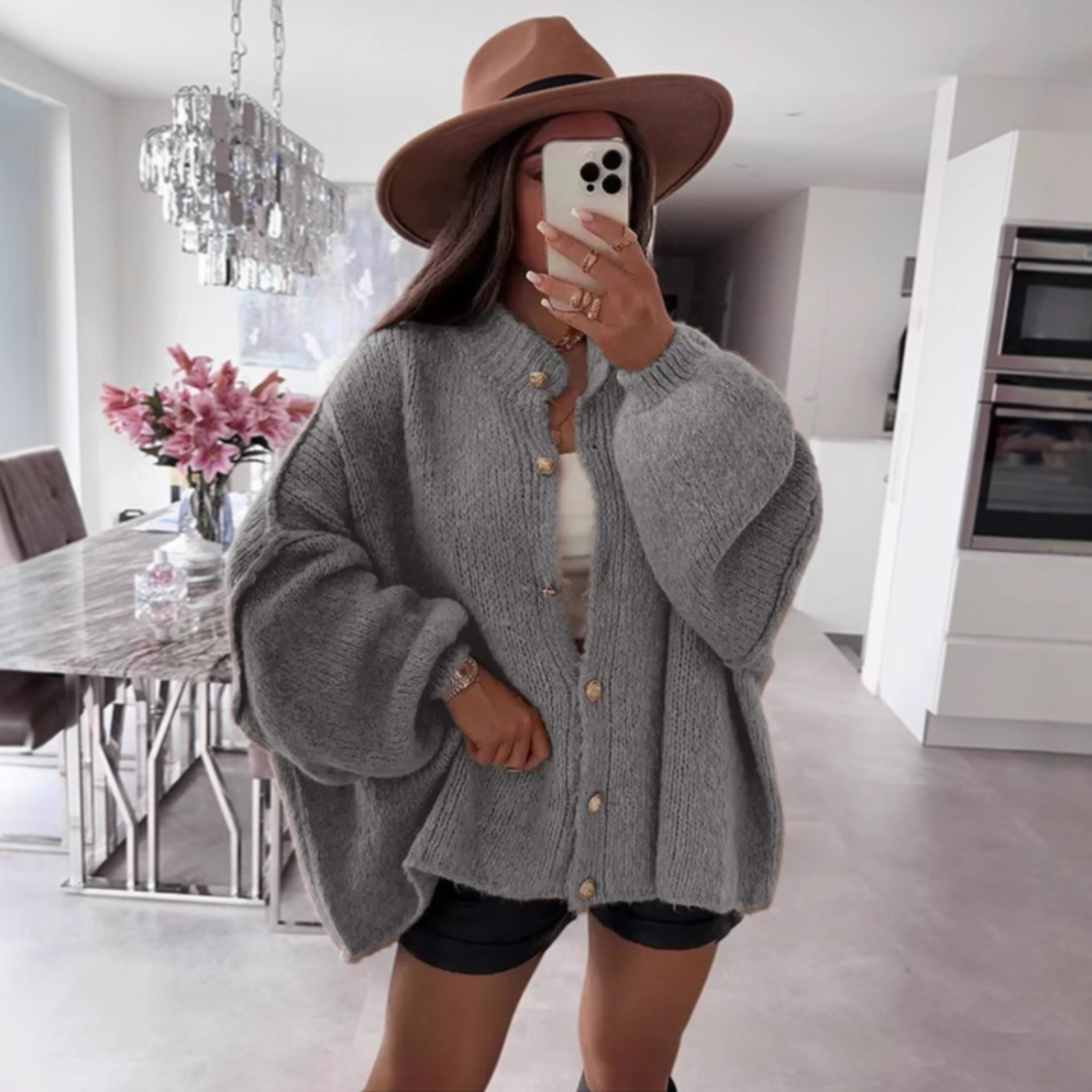 LETTIE™ | - Classic Button-Down Long Sleeve Cardigan