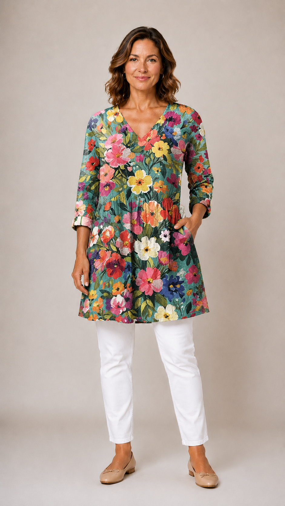 Angel™ | Long Blouse with V-Neck