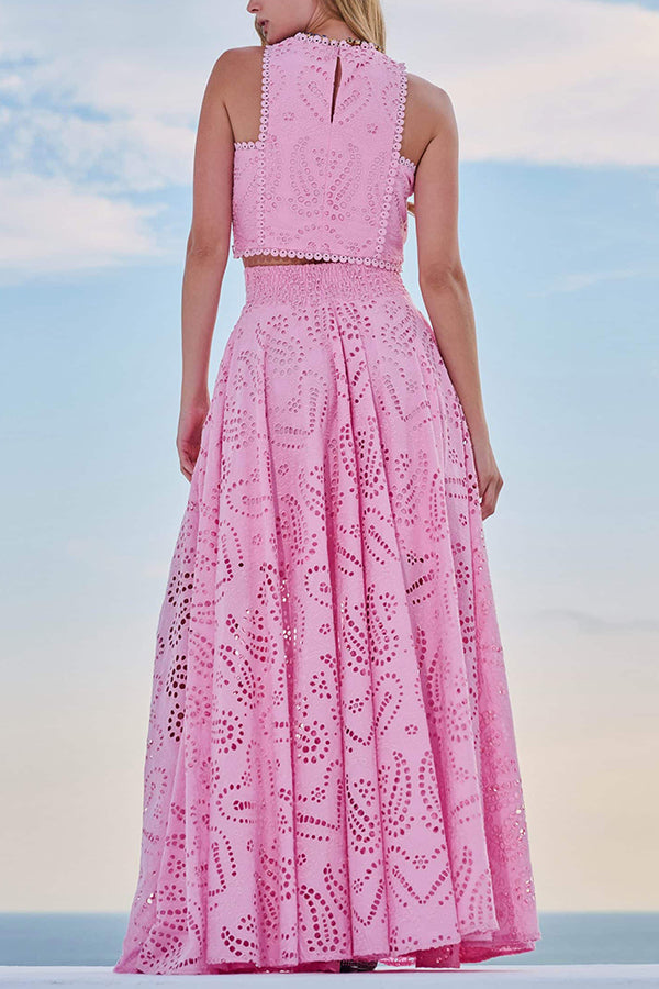 Larissa™ | Embroidered Top & High-Waist Maxi Skirt Set