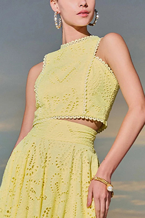 Larissa™ | Embroidered Top & High-Waist Maxi Skirt Set