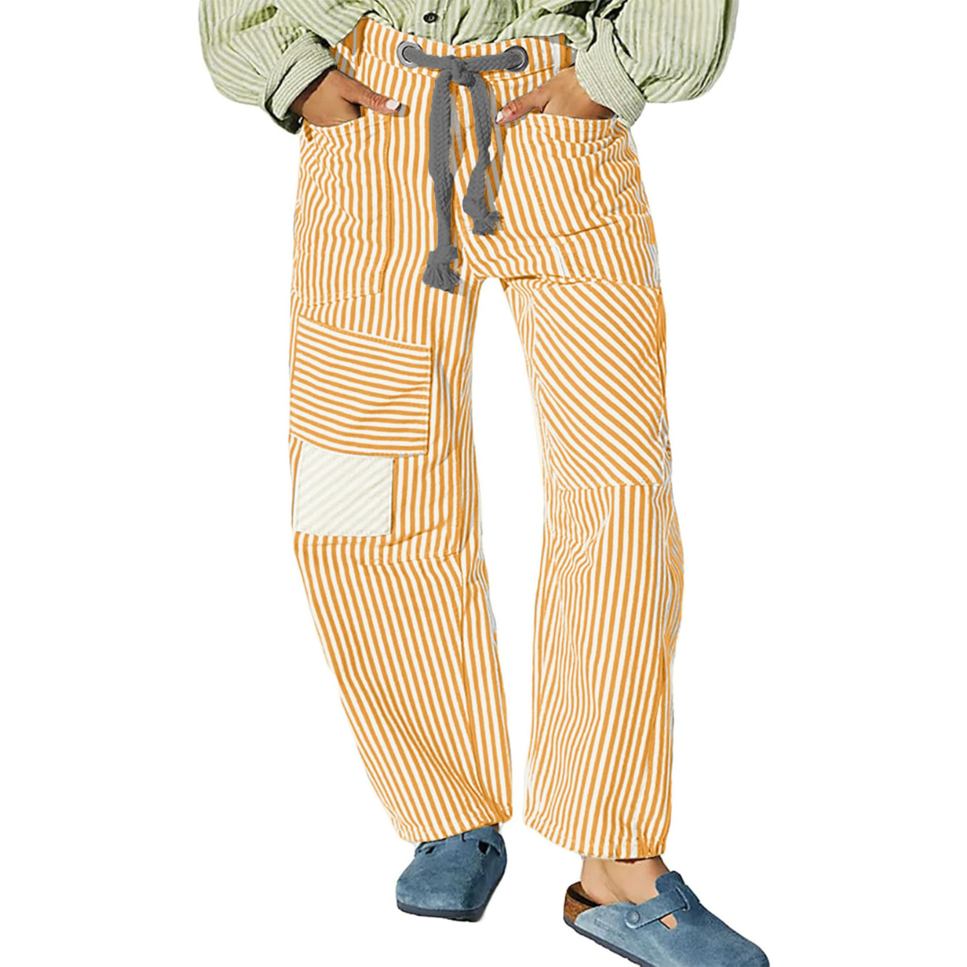 PERLAH™ | – Chic Stripe Drawstring Wide-Leg Pants