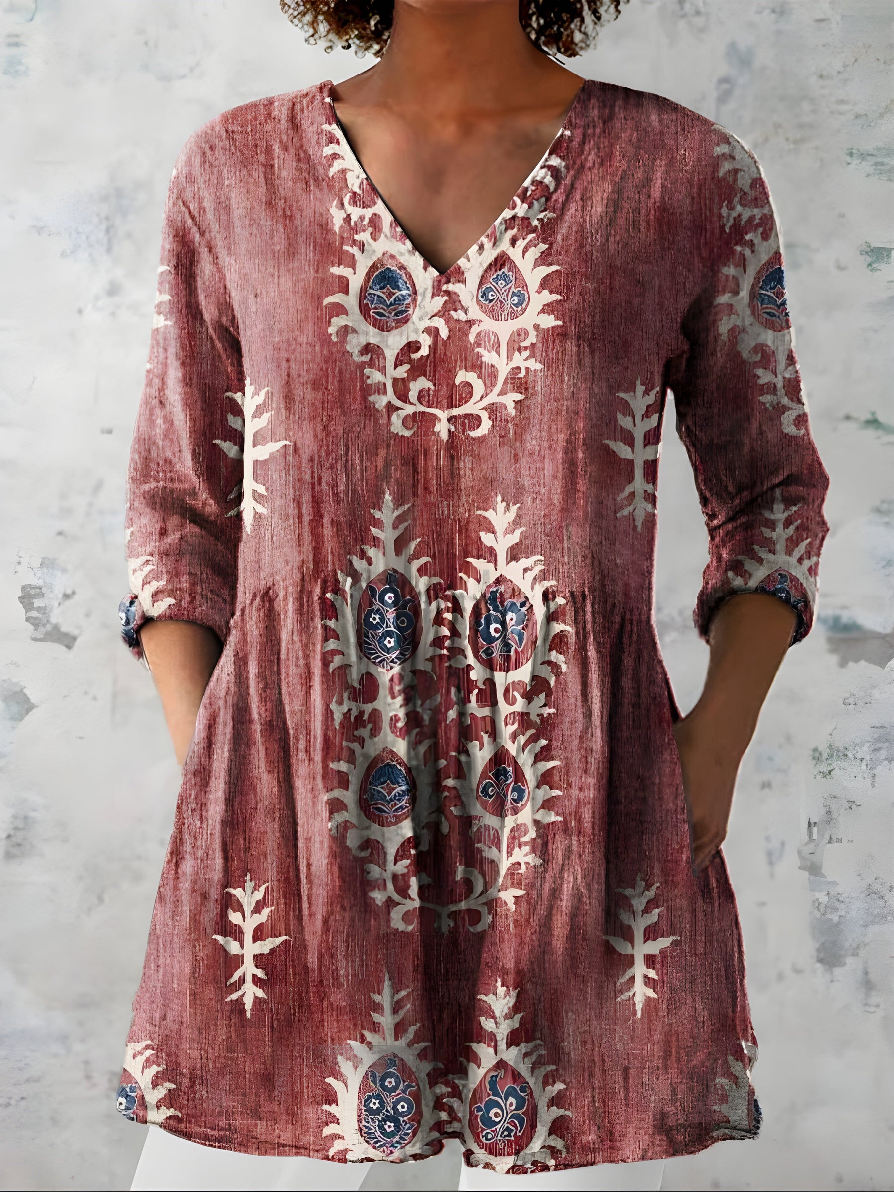 Everly™ | Long Blouse with V-Neck